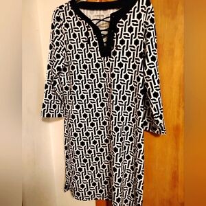 Chico's Black and White Geometric Dress